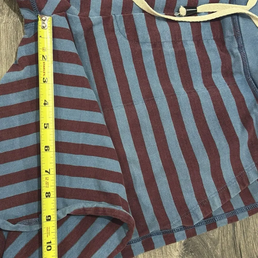 Mauro Grifoni Striped Drawstring Lounge Shorts Blue Burgundy Made in Italy SZ M